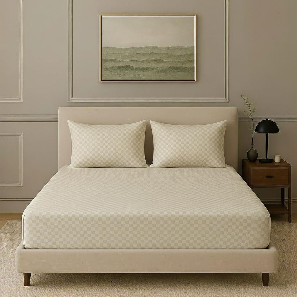 Bedsheet | 300TC Cotton Jacquard Weave | King Set of 3 | Fitted