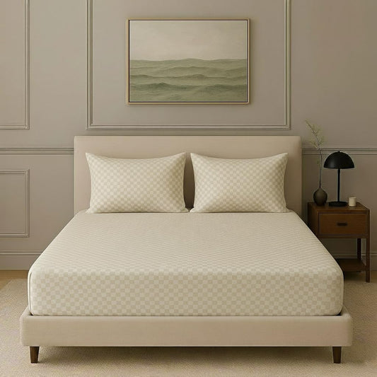 Bedsheet | 300TC Cotton Jacquard Weave | King Set of 3 | Fitted