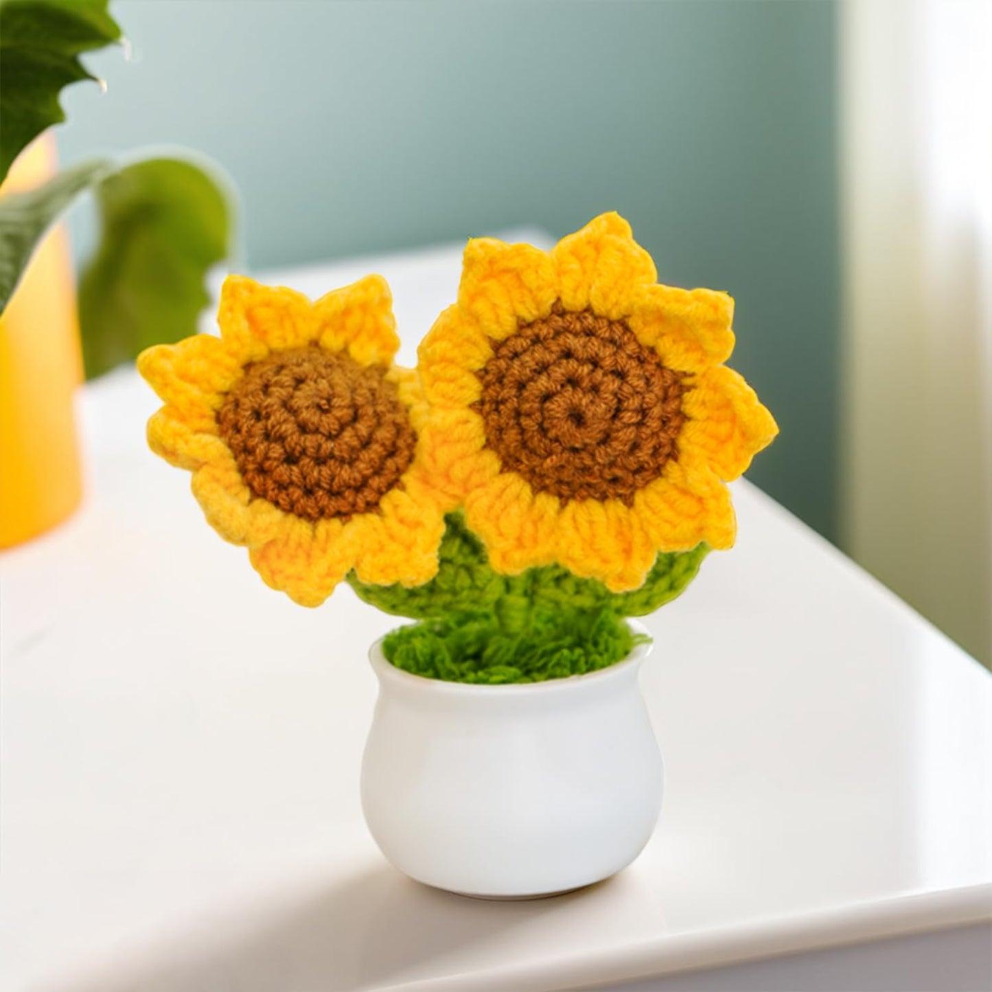 Yarn Floral Display – Tabletop Decor – Premium Yarn – Handmade Craftsmanship