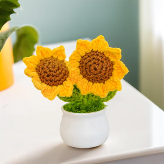 Yarn Floral Display – Tabletop Decor – Premium Yarn – Handmade Craftsmanship