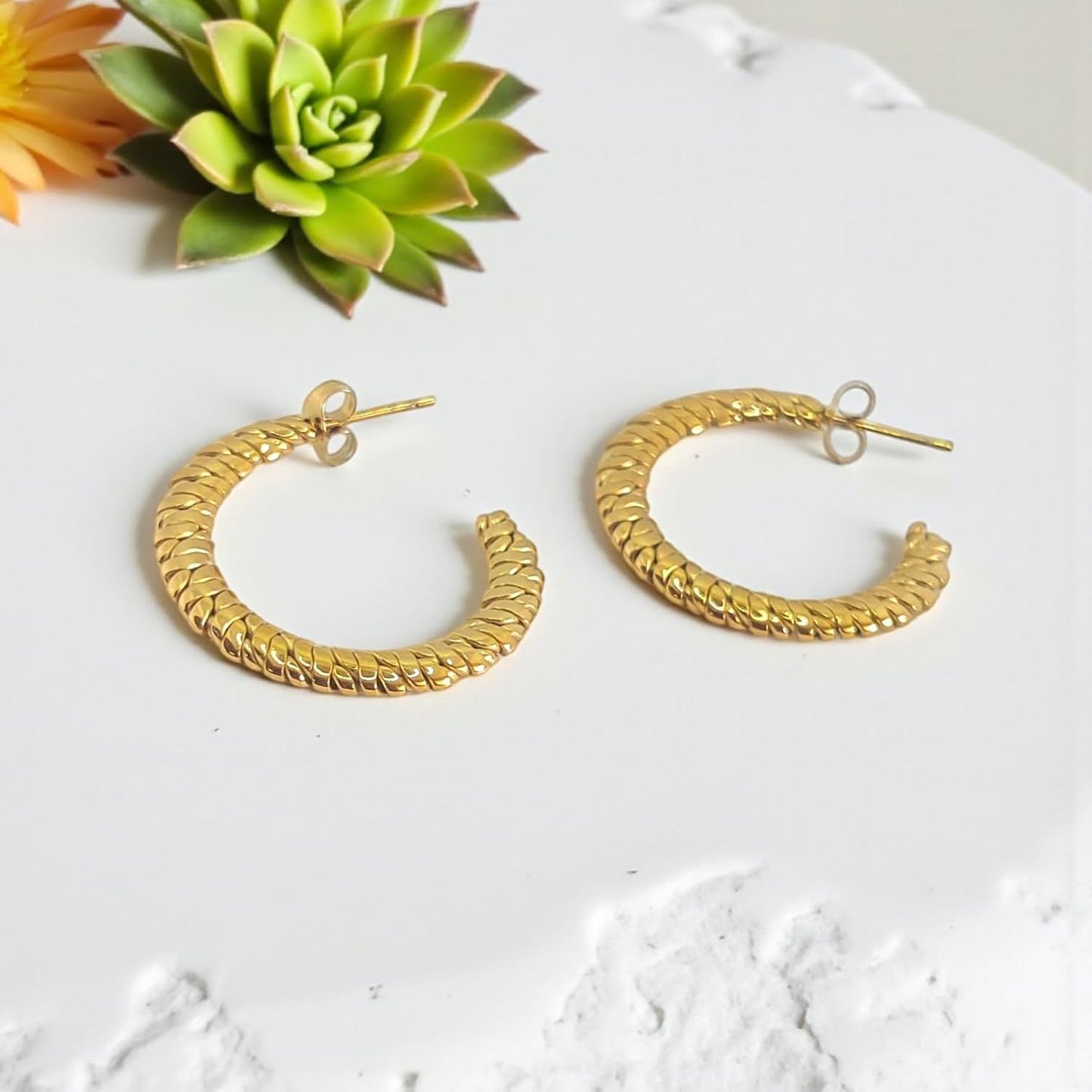 Anti-Tarnish Earrings – 18K Gold Plated Set – Hypoallergenic & Waterproof