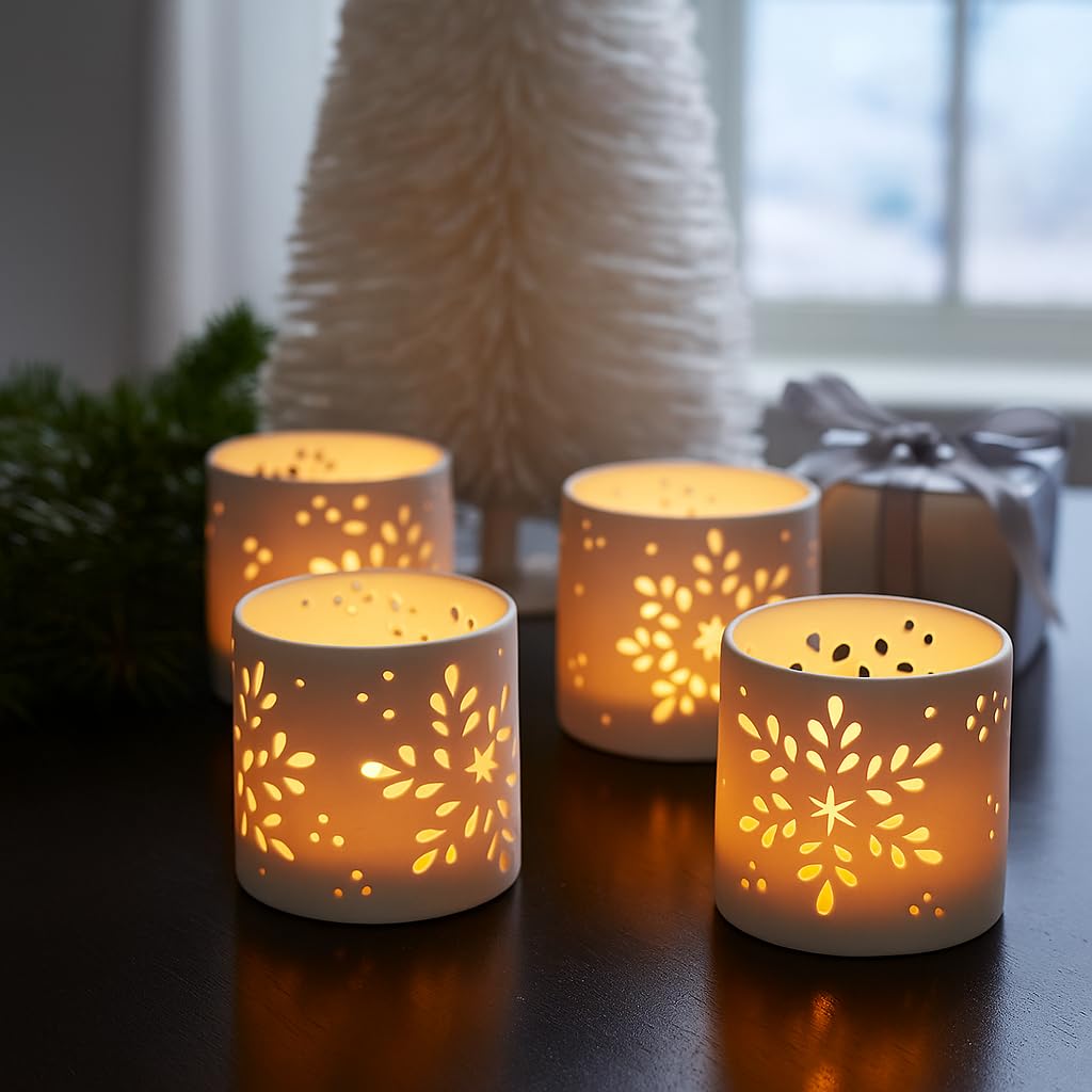 Porte-bougie chauffe-plat en fonte, motif flocon de neige (1 pièce), 7,6 x 7,6 cm | Bougeoir, Décoration intérieure, Cadeau de Diwali