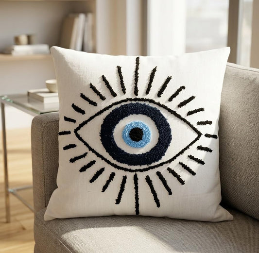 Evil Eye Tufted Decorative Cushion Cover - 100% Cotton - 1pc