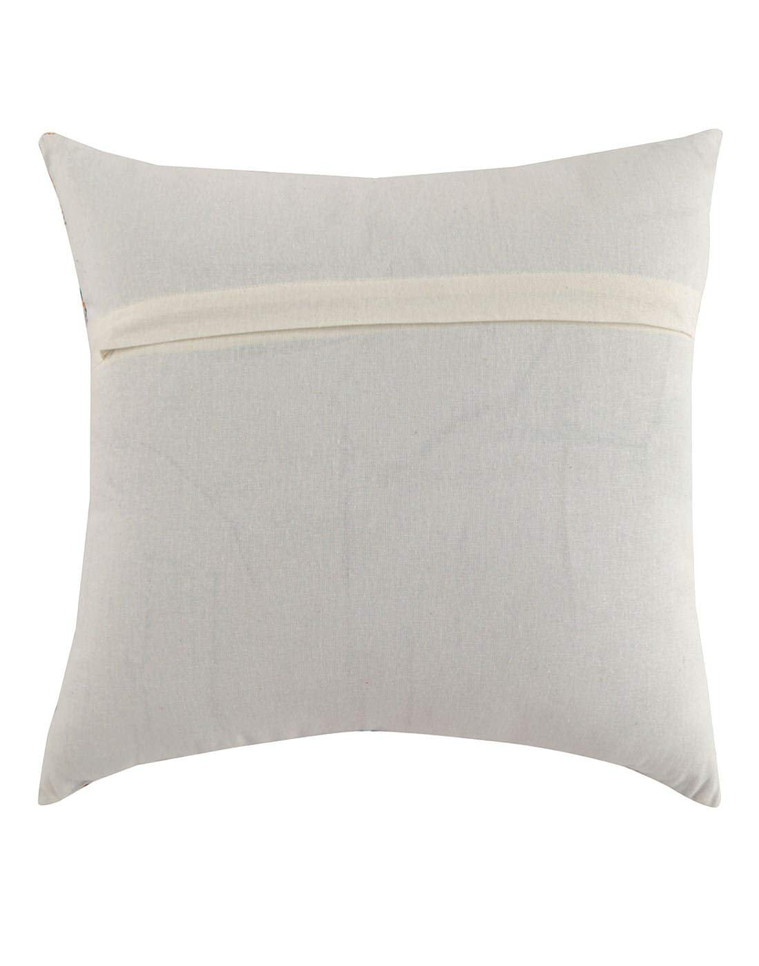 Traditional Ethnic Blue & White Persian Tile Print Polycotton Cushion Covers Set of 5 (16x16 Inch) | Sofa & Living Room Decor