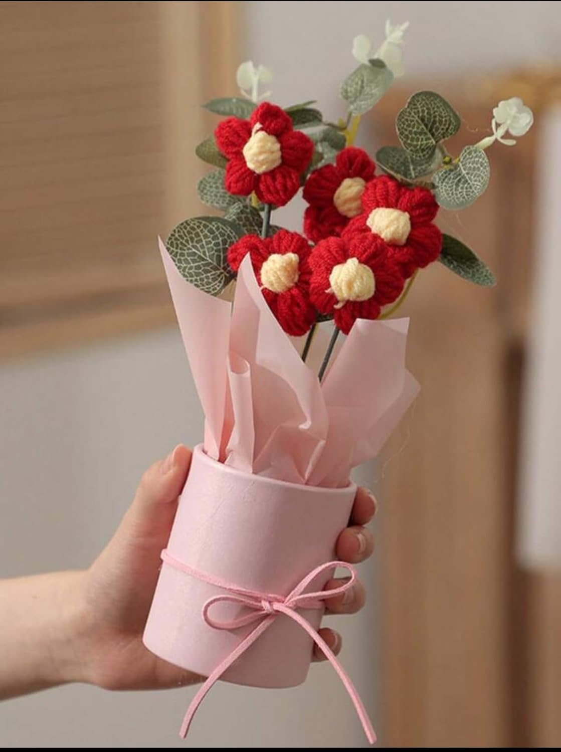Decorative Fabric Bouquet – Cotton Floral Arrangement – Zero Upkeep – Single Unit