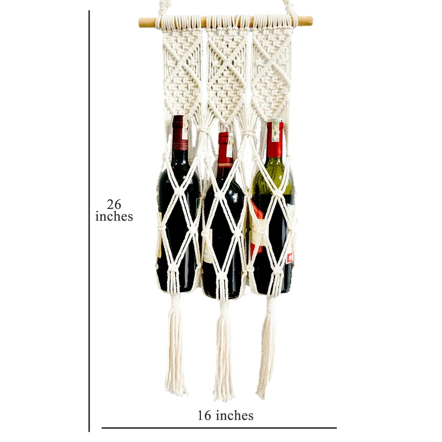 Handwoven Cotton Macrame Wine Holder – Natural Cotton Fibres