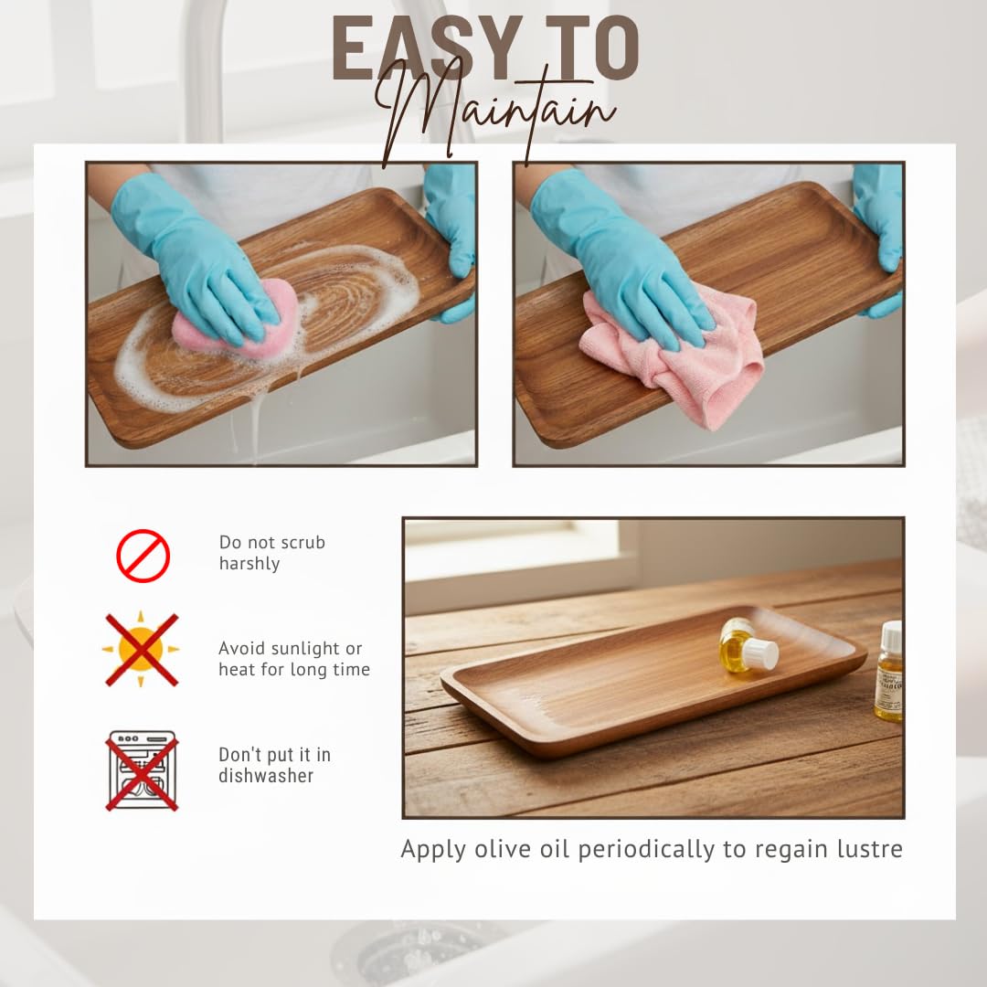 Acacia Serving Platter – Multipurpose Tray – Solid Wood Handcrafted – 12x5 Inch
