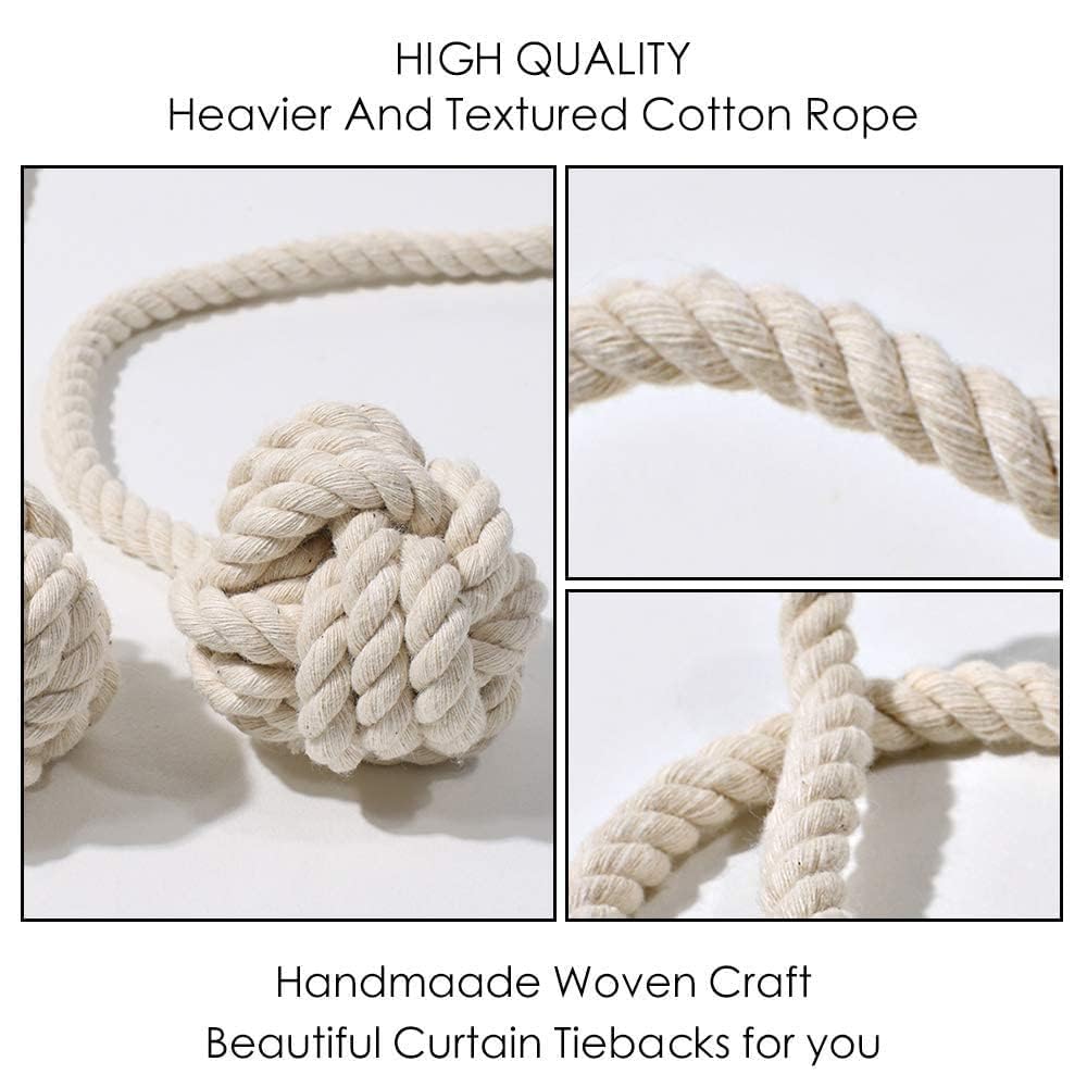 Decorative Rope Curtain Tiebacks – Hand-Woven Cotton – 2pc