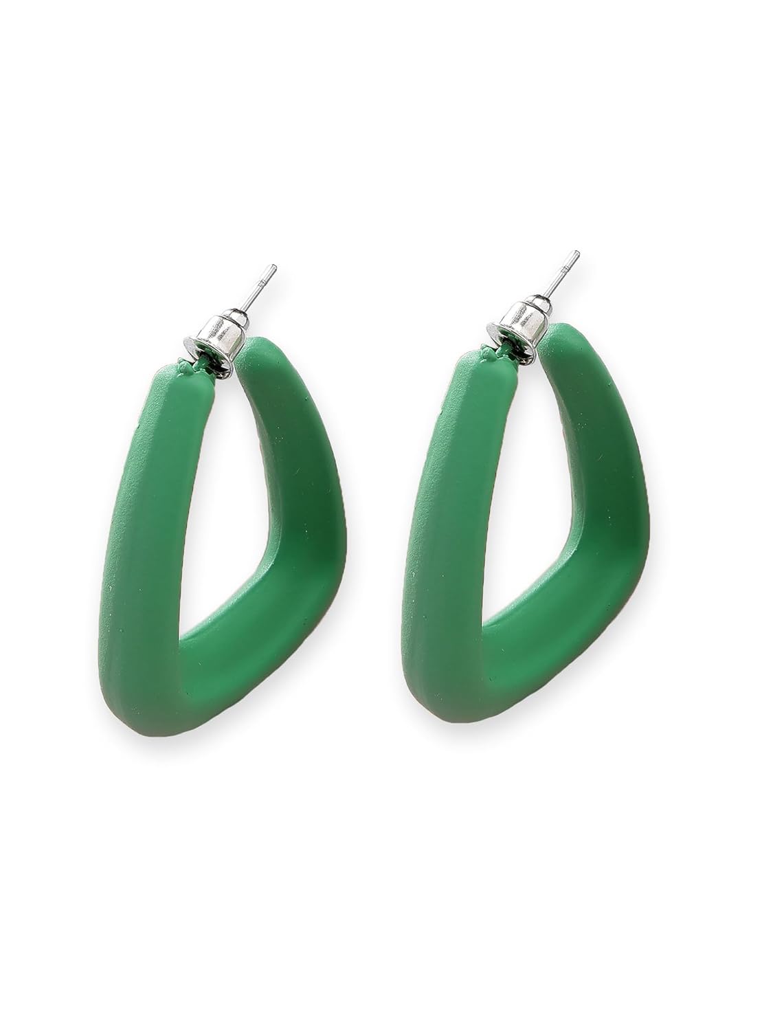 Green Half Hoop Earrings – Fashion Jewellery – Contemporary Design – Retail Pair