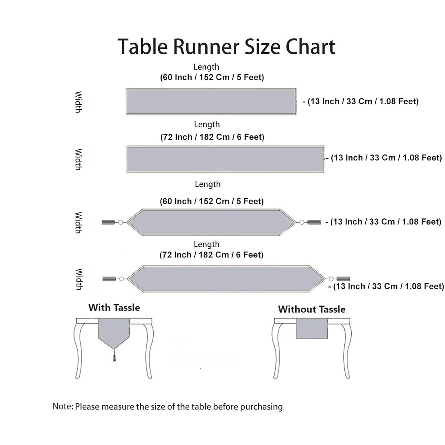 Azure Floral Printed Poly Cotton Table Runner & Bed Runner (13x60 Inch) with Tassel | Modern Home Decor, Dining, Bedroom, Washable