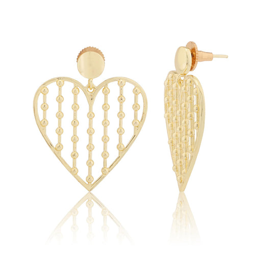 Golden Lattice Heart Earrings – Women's Jewellery – Gold Plated – Intricate Design