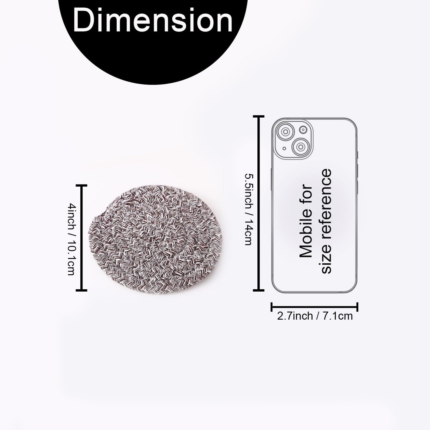 Minimalist Woven Absorbent Cotton Drink Coasters with Holder Set of 6, 4-inch | Home Décor, Tabletop, Bar, Kitchen, Gifts