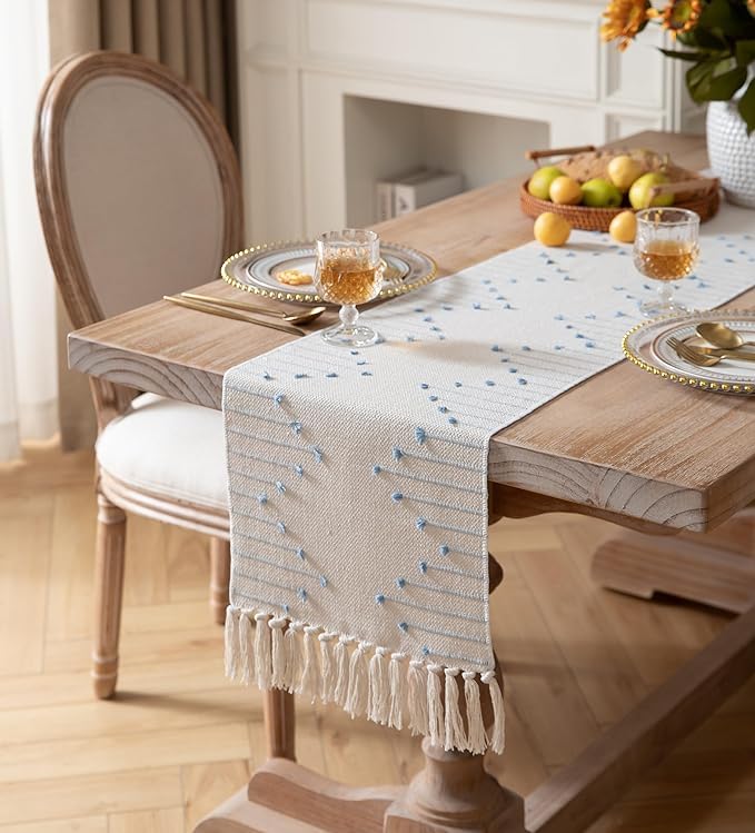 Decorative Table Runner – Pure Cotton Table Linen – Thermal Protection Design – 14x72 inch