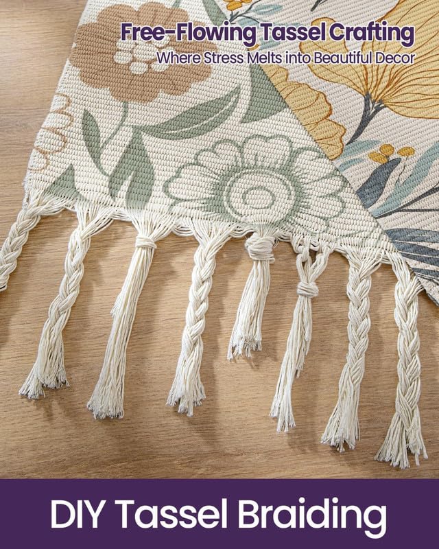 Hand Woven Modern Printed 100% Cotton Washable Bedside Runner Rug 2x5 Feet | Living Room Carpet, Bedroom Floor Decor