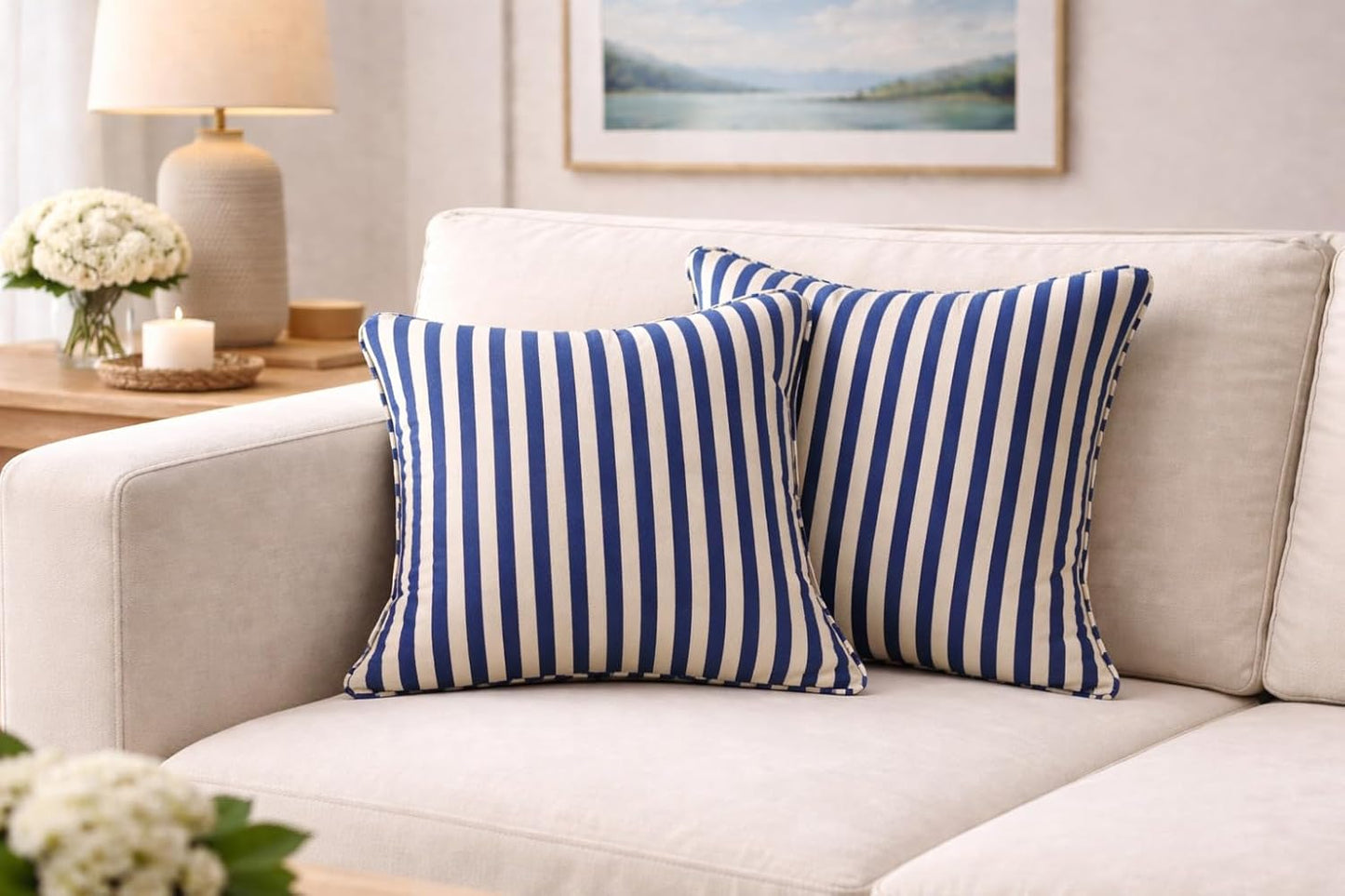Set of 2 - Accent Pillow Slipcovers – Pure Cotton, Concealed Zipper – 16x16"