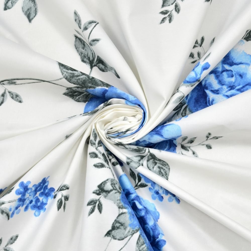 Double Bed Flat Sheet Set - Ultrasoft Cotton Floral Design - Queen Compatible | 2 Pillow Covers