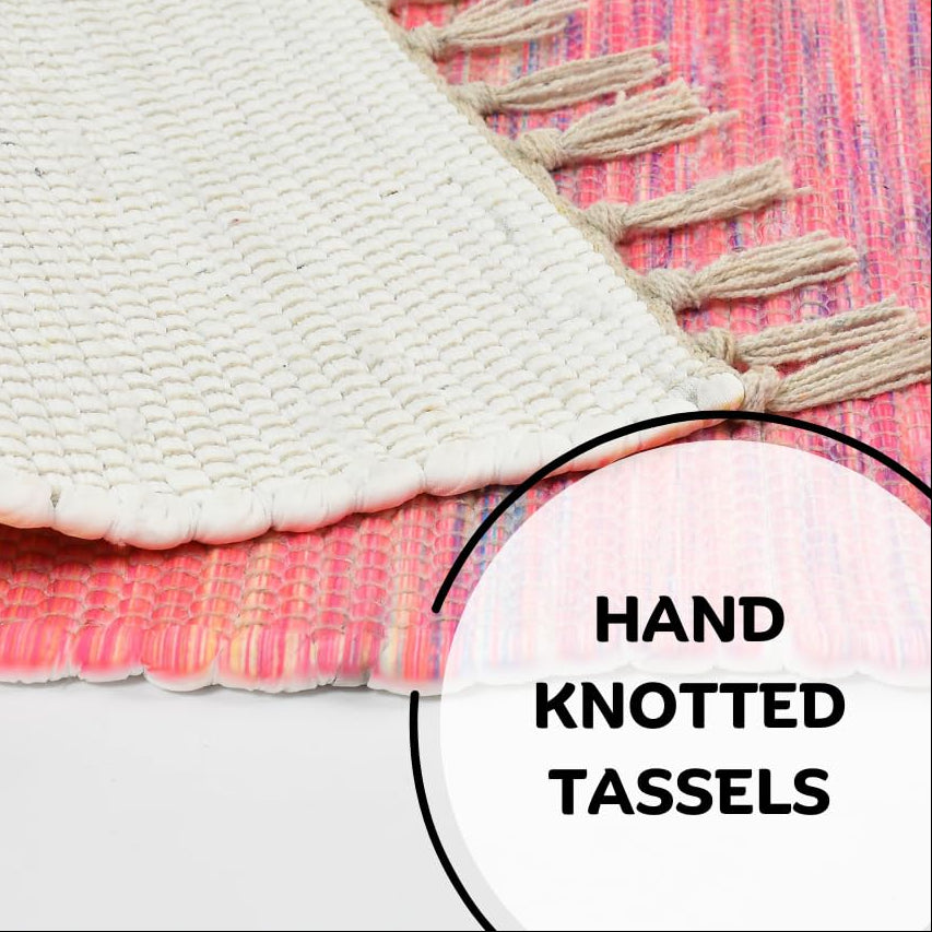 Sustainable Printed Modern Rug 2x5 ft | Handmade Upcycled Fabric Carpet Living Room Bedside Runner