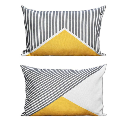 Durable Soft Canvas Jute Cushion Covers 12x18 inch Set of 2 | Sofa Couch Bedroom Living Room Office Decor