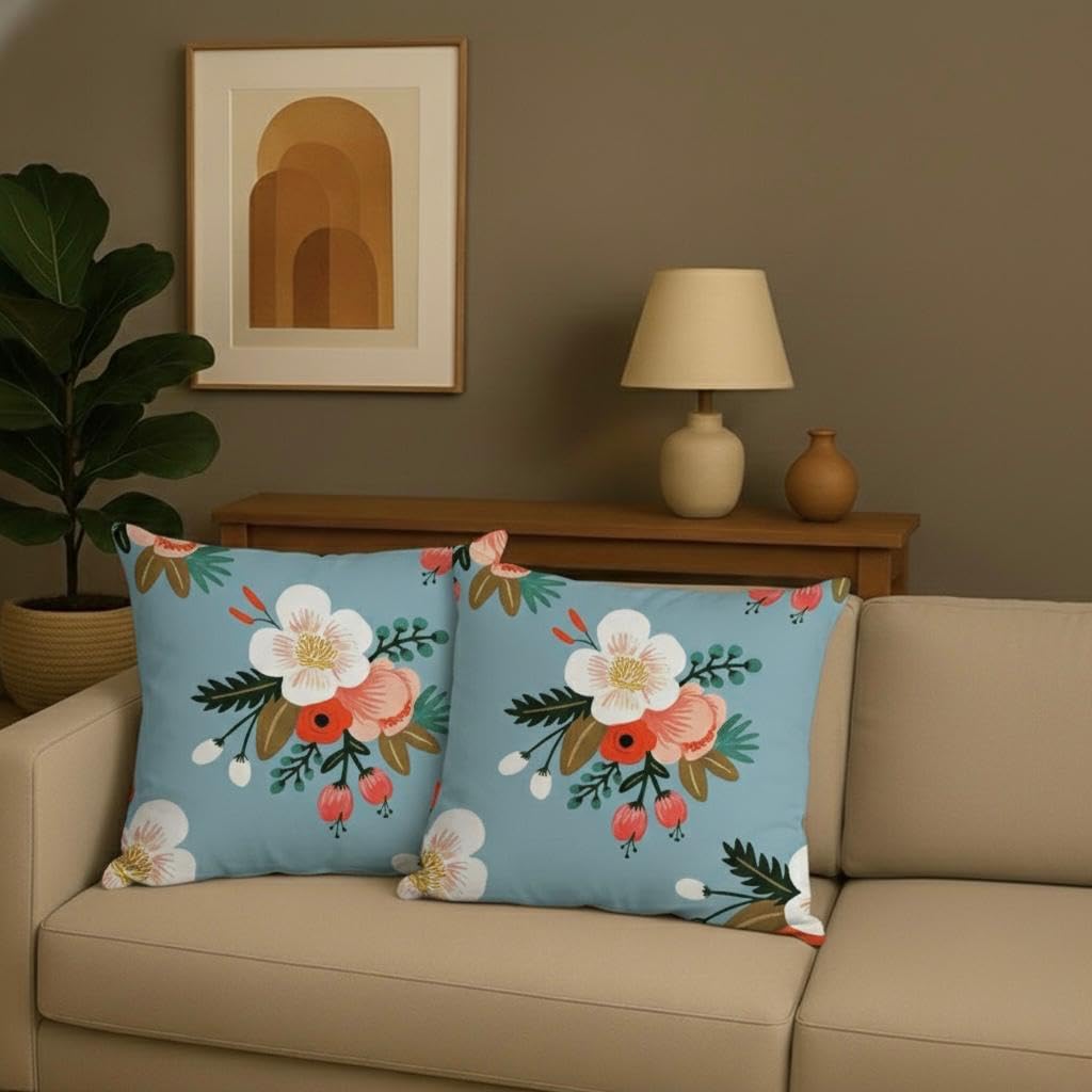 Velvet Cushion Cover – Decorative Throw Pillow Covers – Printed Polyester Velvet – 20x20 Inch, Set of 3