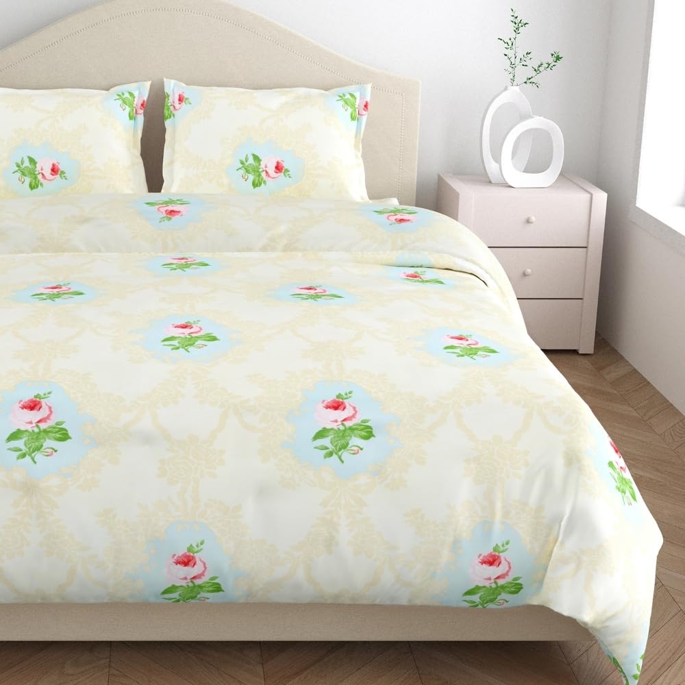 Flat Bedsheet Set - Ultrasoft Cotton - Double/Queen Size, 1 Bedsheet + 2 Pillow Covers