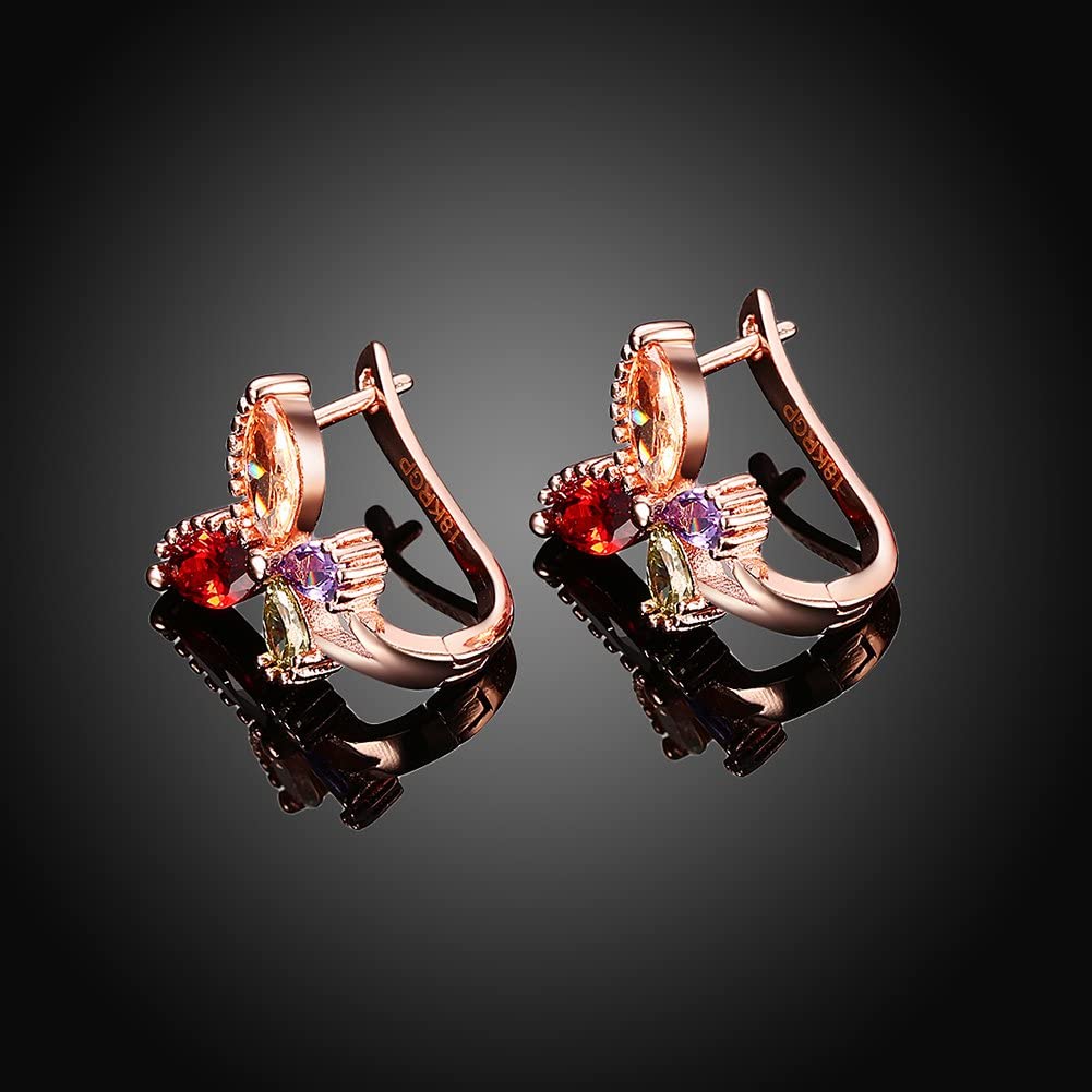 Flying Butterfly Earrings – Fashion Jewelry – 18K Rose Gold Plated – Swiss AAA Zircons