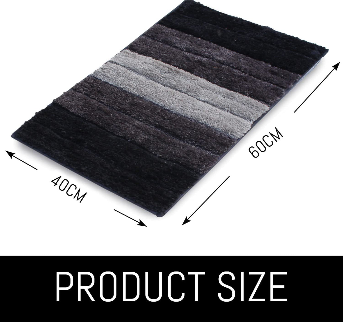 Luxury Soft Microfiber Bath Mat, Anti-Slip & Ultra Absorbent, 40x60 Cm Rectangular | Skid Resistant, Washable Bathroom Mat