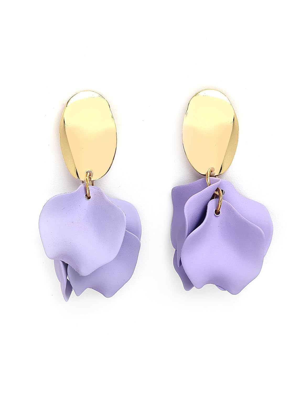 Contemporary Lilac Drop Earrings – Fashion Jewellery – Gold-Plated Finish – Retail Stock