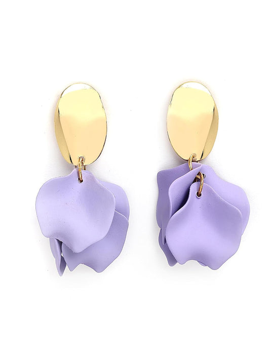Contemporary Lilac Drop Earrings – Fashion Jewellery – Gold-Plated Finish – Retail Stock