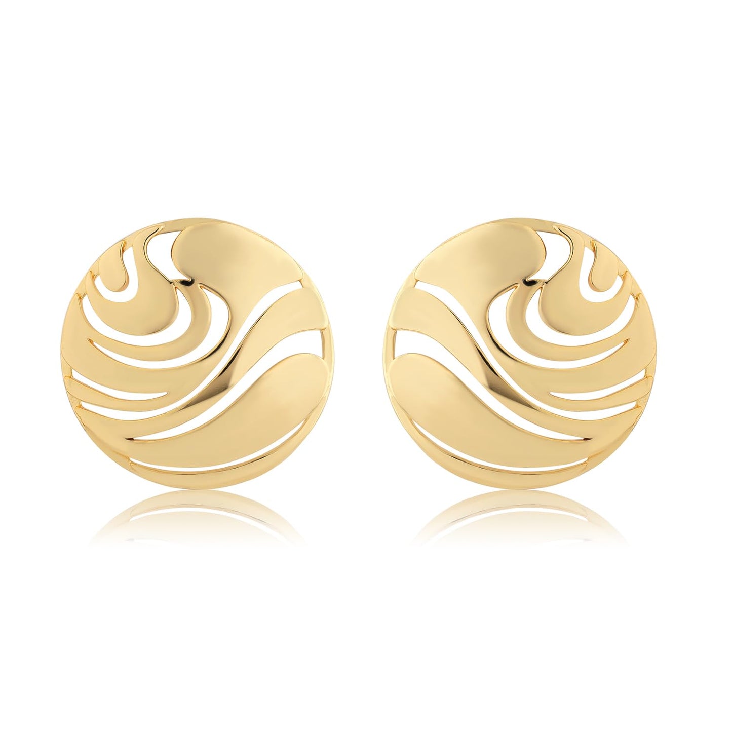 Flow Tide Natures Dew – Stud Earrings – Gold Plated Brass – Anti-Tarnish Layered Cutwork