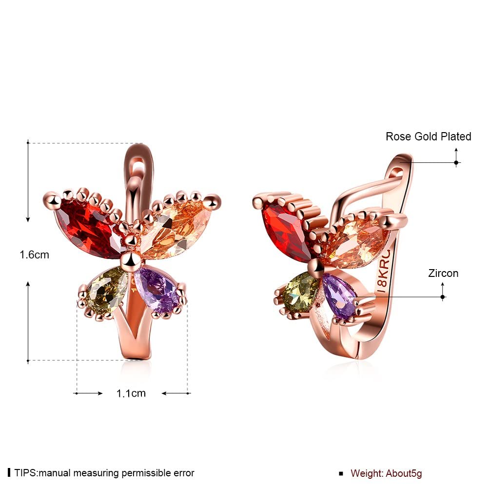Flying Butterfly Earrings – Fashion Jewelry – 18K Rose Gold Plated – Swiss AAA Zircons