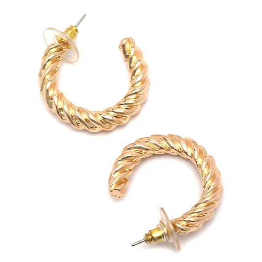 Gold Plated Twisted Half Hoop Earrings – Women's Jewellery – Contemporary Design