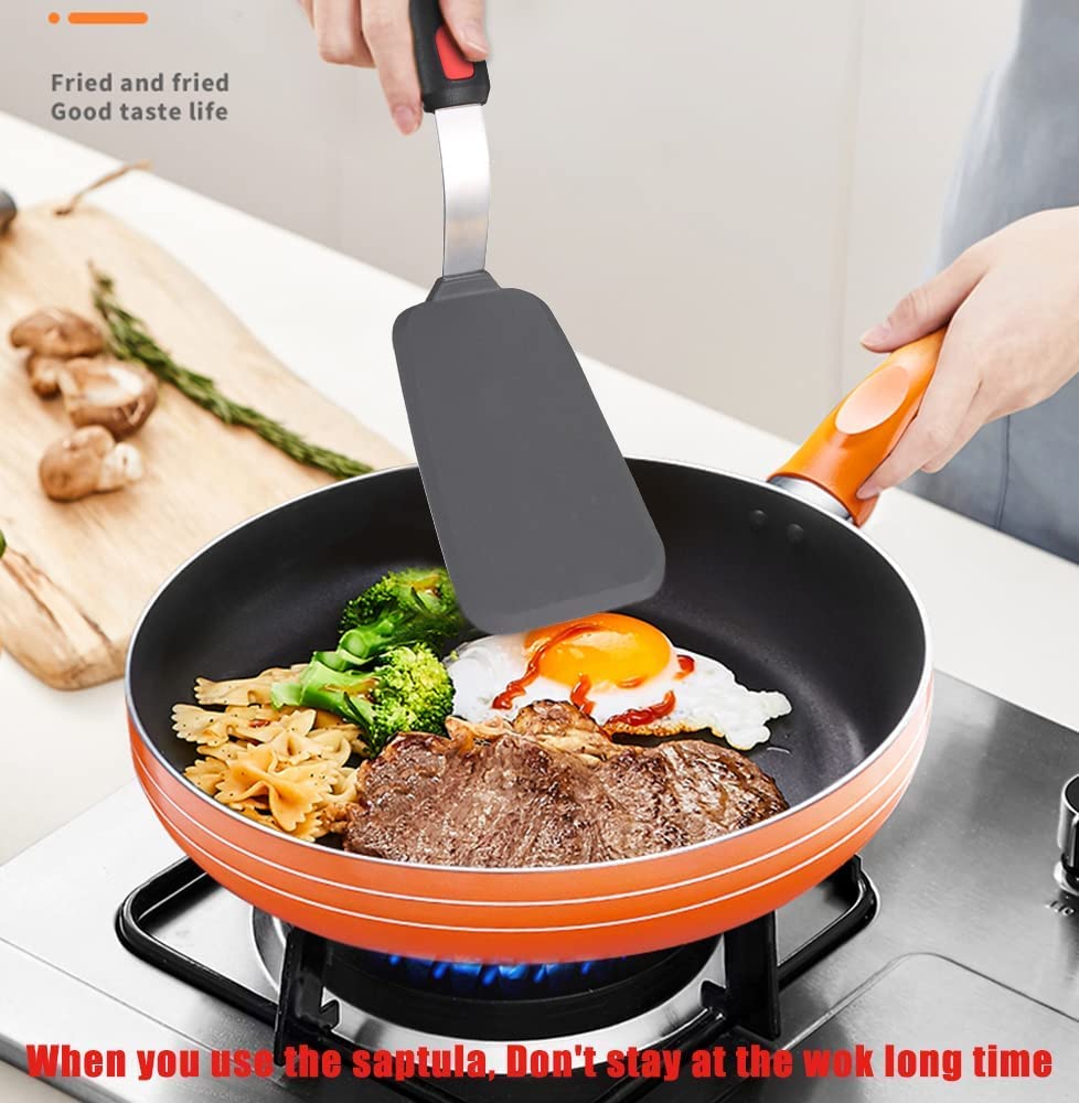Spatule de cuisine en silicone – Spatule à crêpes large – Silicone anti-rayures et résistant à la chaleur – 28 x 7 cm (Lot de 1)