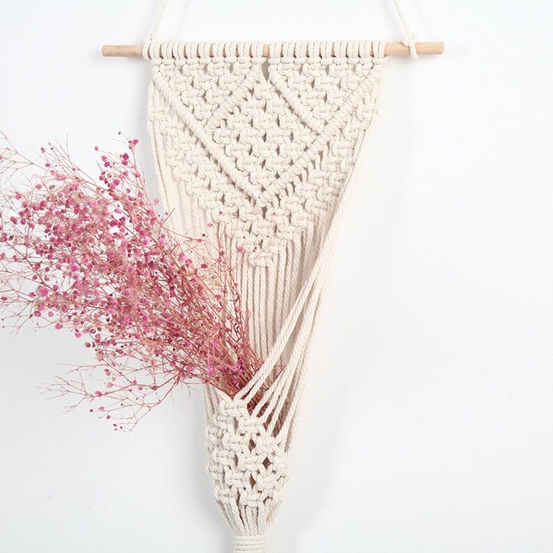 Macramé Plant Hanger – Handcrafted Cotton – 12x35 In