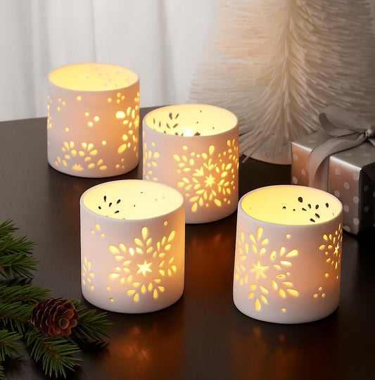 Snowflake Cast Iron Tealight Holder (Pack of 1), 3x3 inch | Candle Holder, Home Decor, Diwali Gift