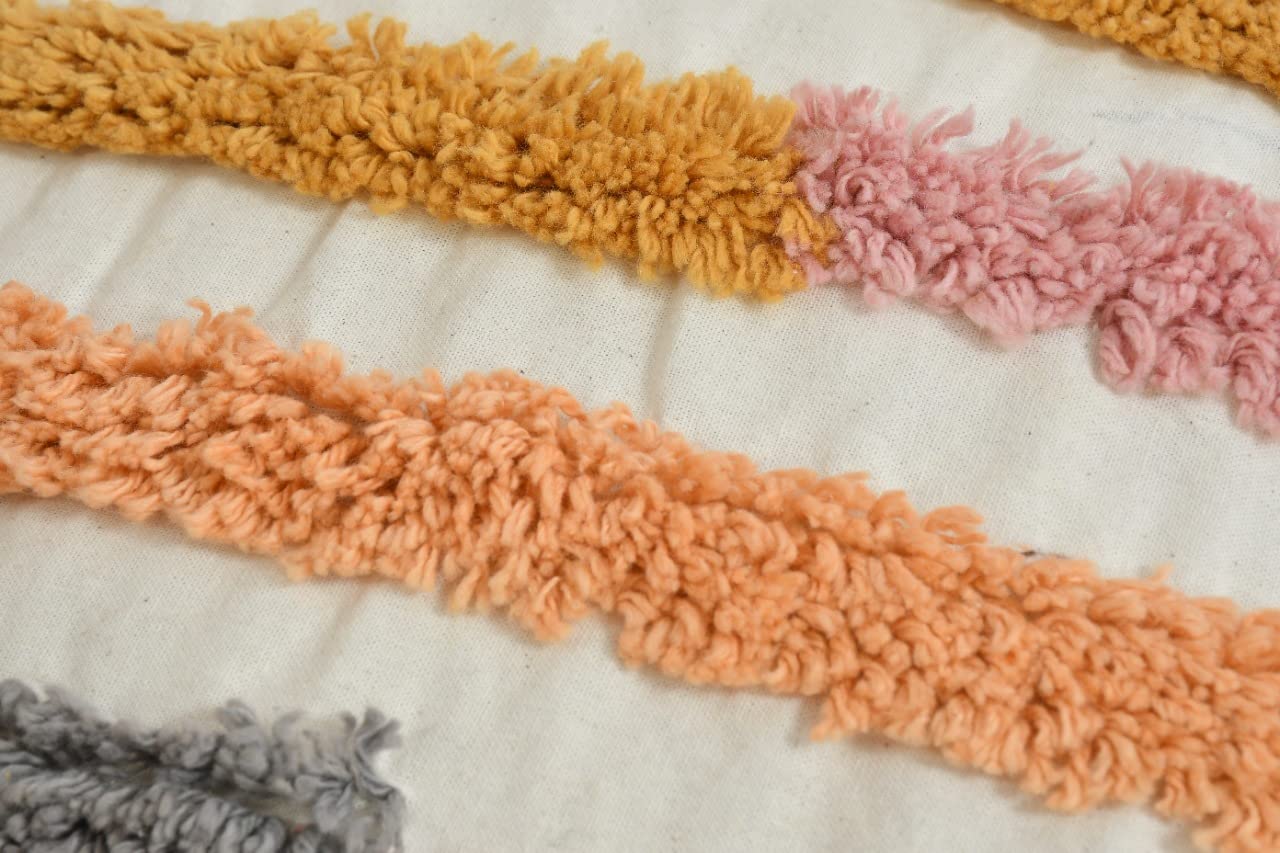 Modern Bohemian Tufted Geometric Throw Pillow Covers with Pom Poms, 16x16 Inch, 1 Piece | Decorative Accent Cushion for Sofa Couch Decor