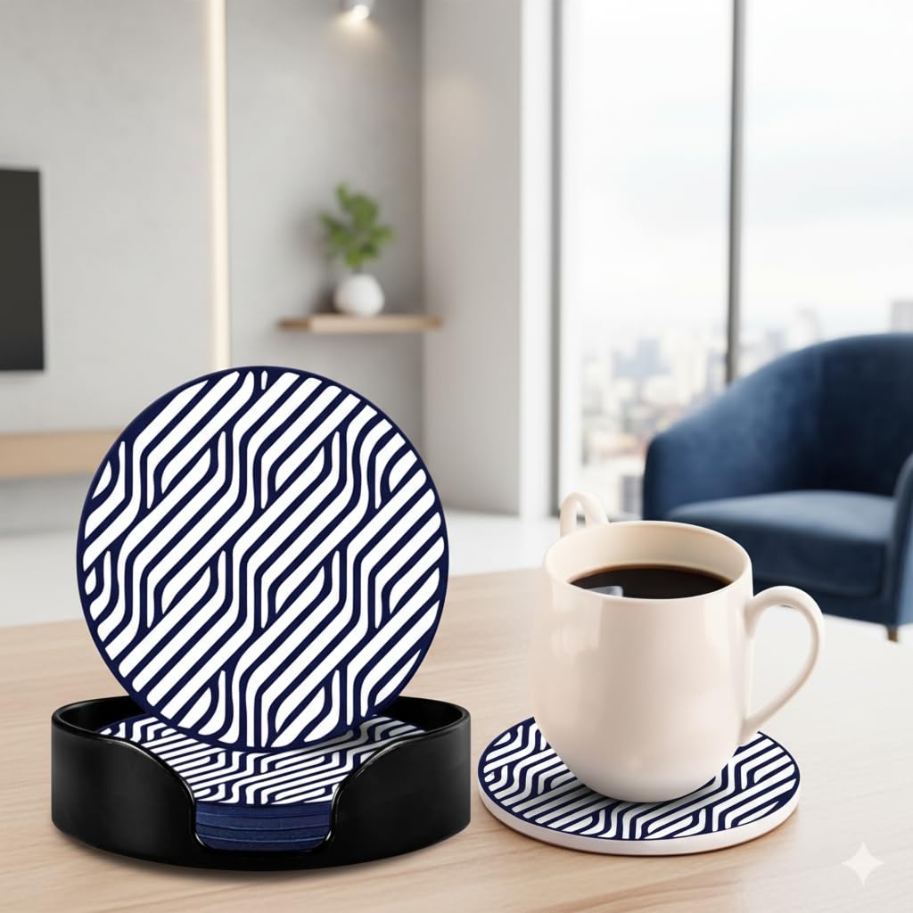 Attractive Silicone Drink Coasters Set of 6 with Holder | Heat-Resistant Table Decor for Home & Office