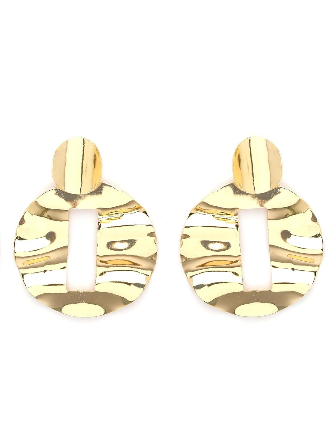 Dangler Earrings – Fashion Jewellery – Gold Plated Hammered Design – Retail Pack