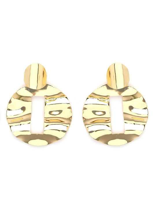 Dangler Earrings – Fashion Jewellery – Gold Plated Hammered Design – Retail Pack