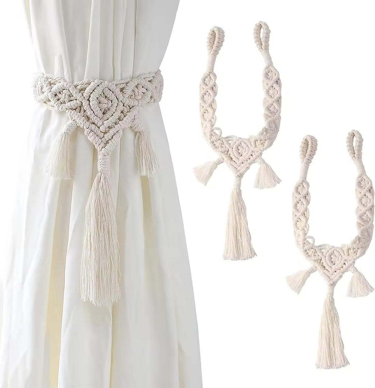 Hand-Woven Cotton Curtain Tieback – 2-Piece Set