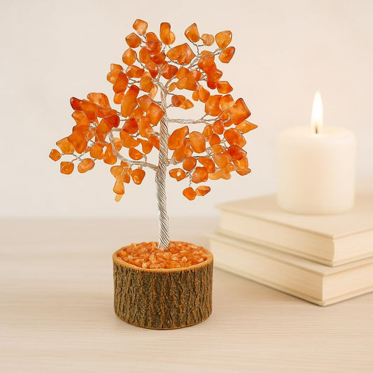 Reiki Healing Spiritual Carnelian Crystal Gemstone Tree 9" | Feng Shui Vastu Table Decor, Positive Energy, Home Gift