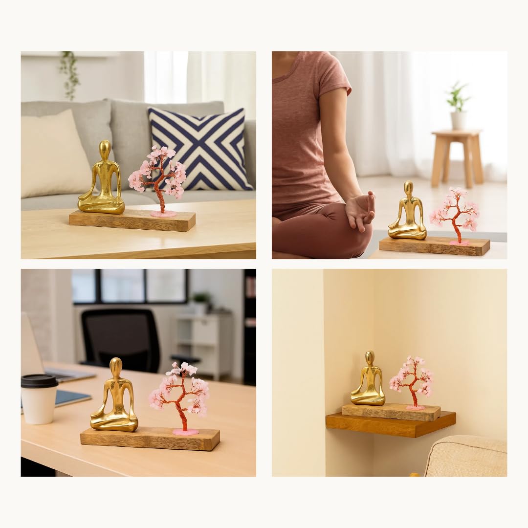 Nirvana Rose Quartz Crystal Tree | Handcrafted Bonsai for Energy Healing, Home Decor, Feng Shui & Gifts, 15x7cm