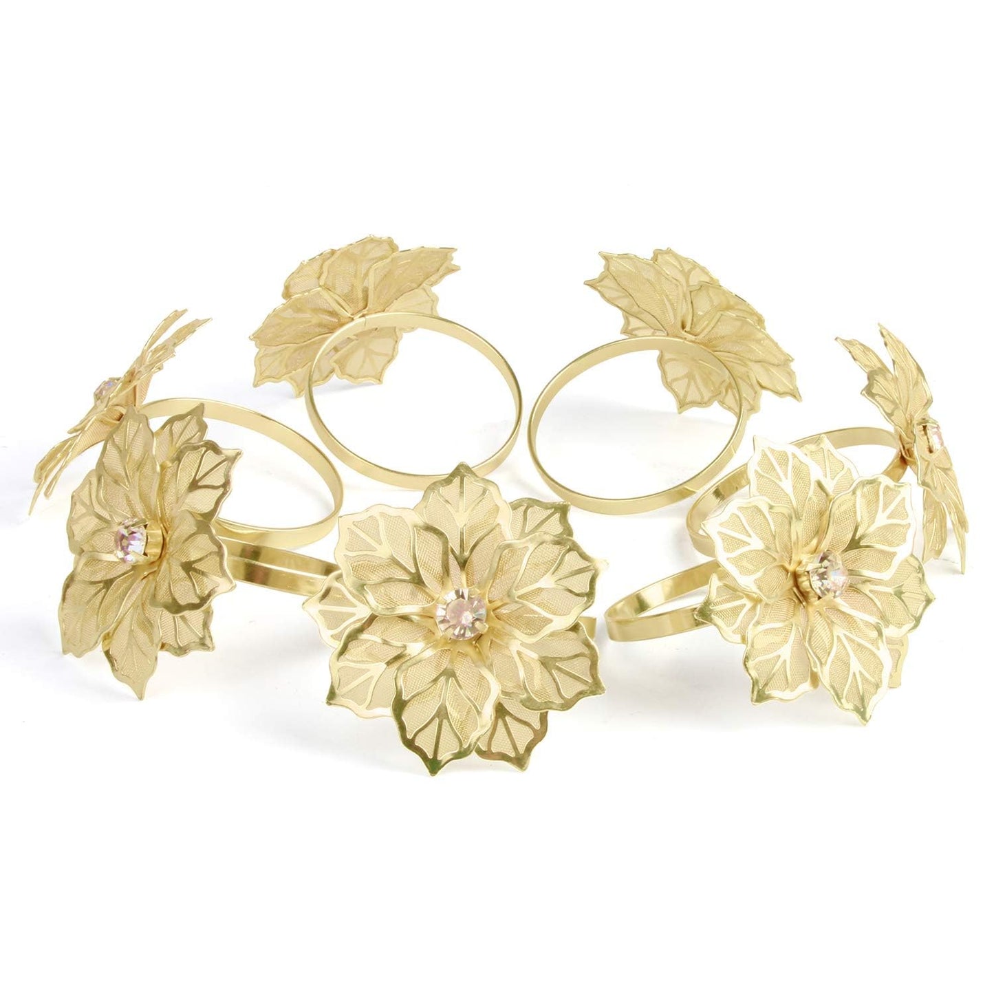 Gold Alloy Napkin Rings – Metal Mesh Table Decor – Durable – 6-Piece Pack