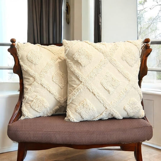 Bohemian Tufted Sunflower Cushion Cover 18x18 inch | Pack of 1 | Decorative Throw Pillow Case for Sofa Bed Couch