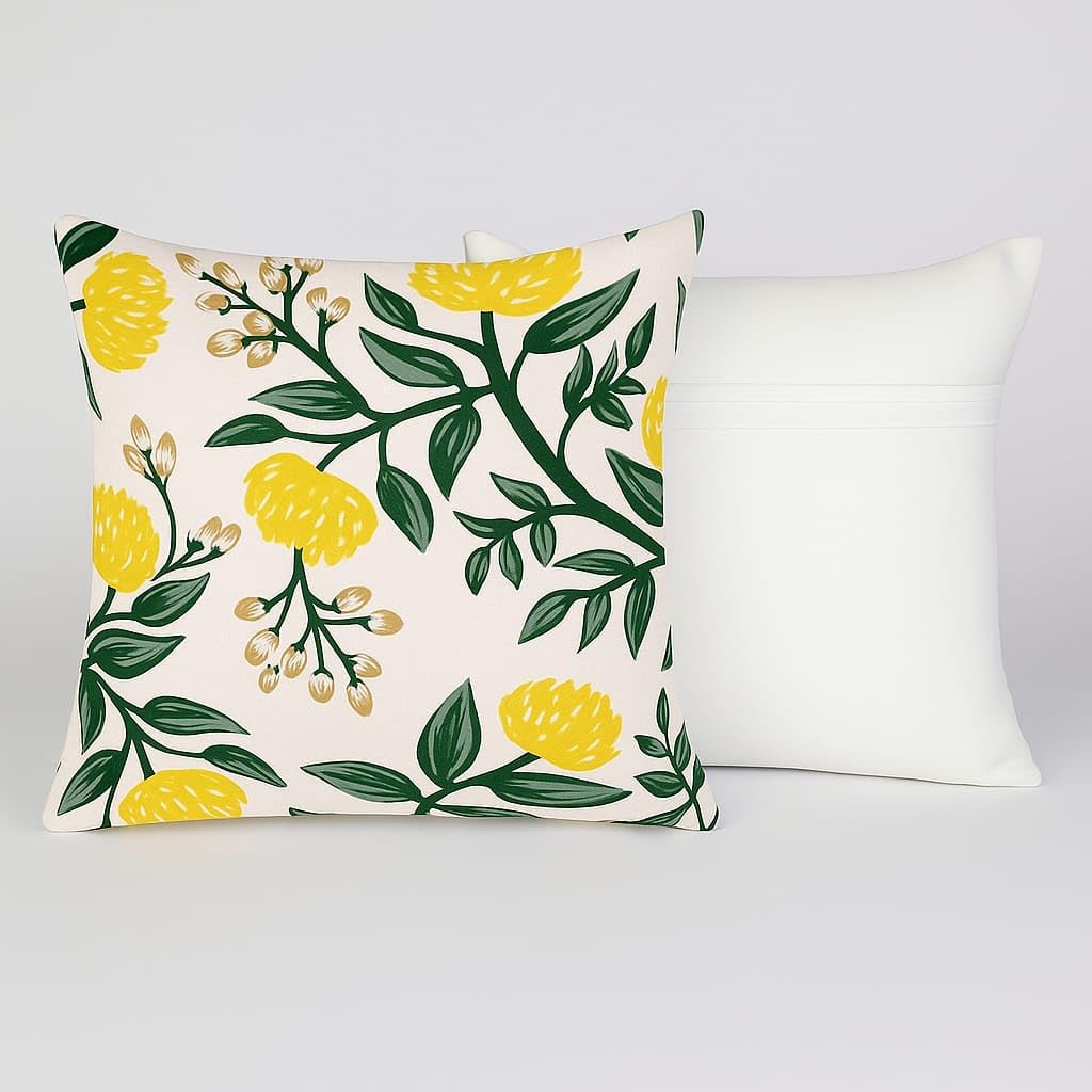 Designer Printed Decorative White Jute Cushion Covers 18x18 Inch Set of 3 | Throw Pillow Covers for Sofa Couch Bed Home Decor