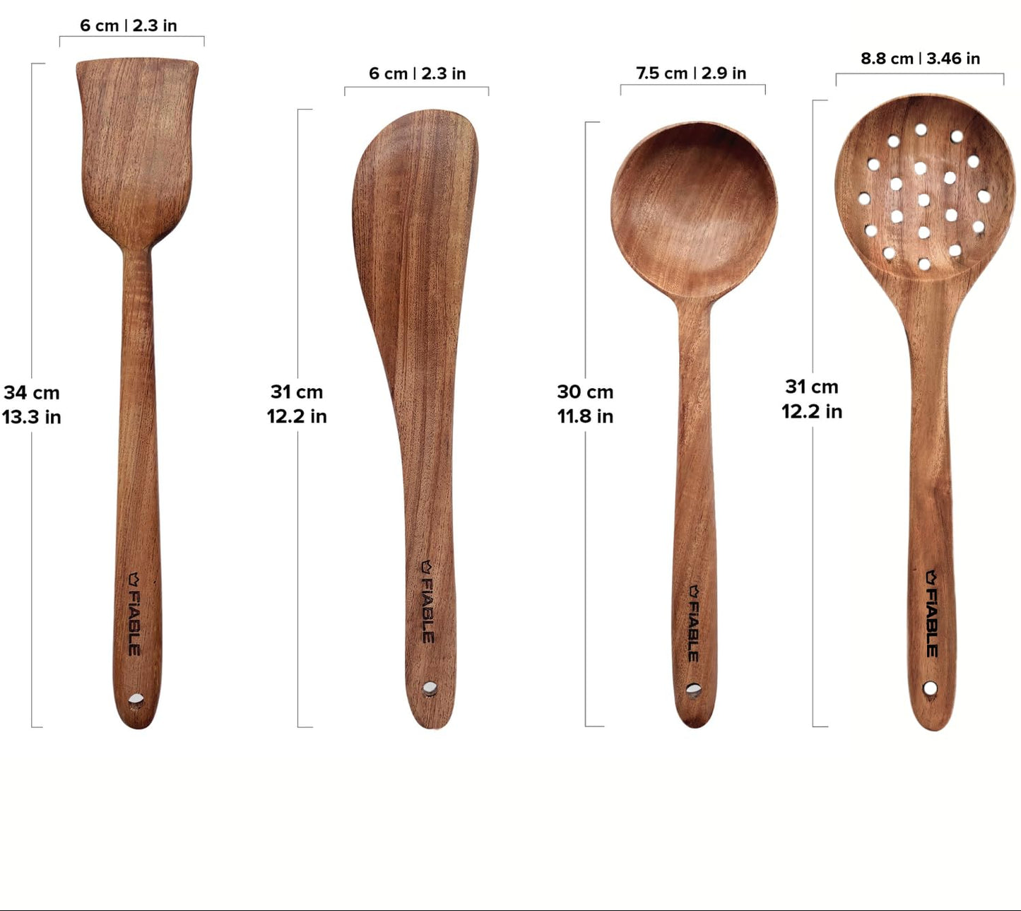 Pure Neem Wood Spatula Set – Kitchen Utensil Set – Naturally Antimicrobial – 4-Piece