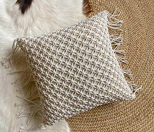 Macrame Cushion Cover – Decorative Pillow Case – 16x16 in