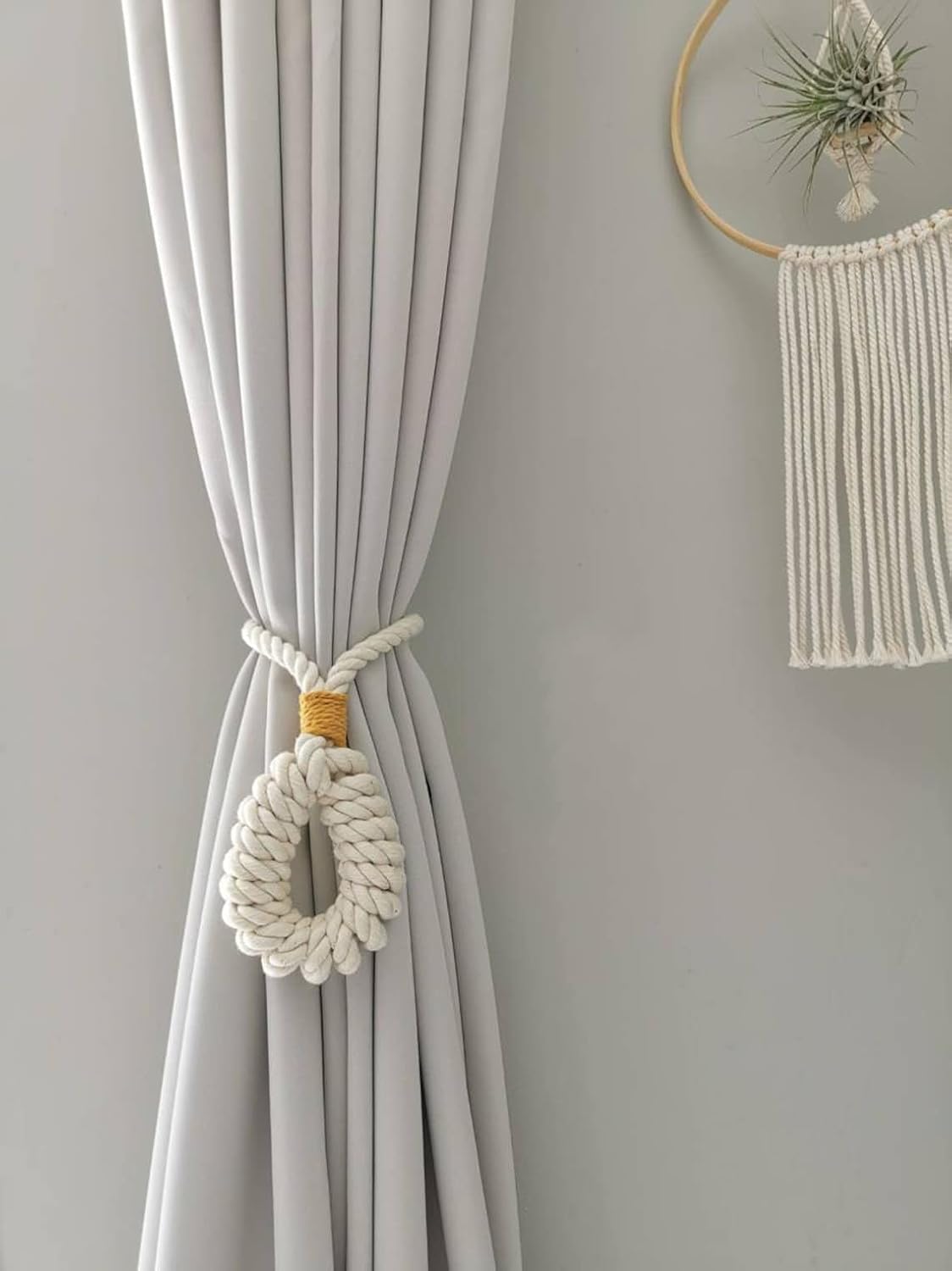 Hand-Woven Curtain Tieback – Cotton Macrame Design - Set of 2