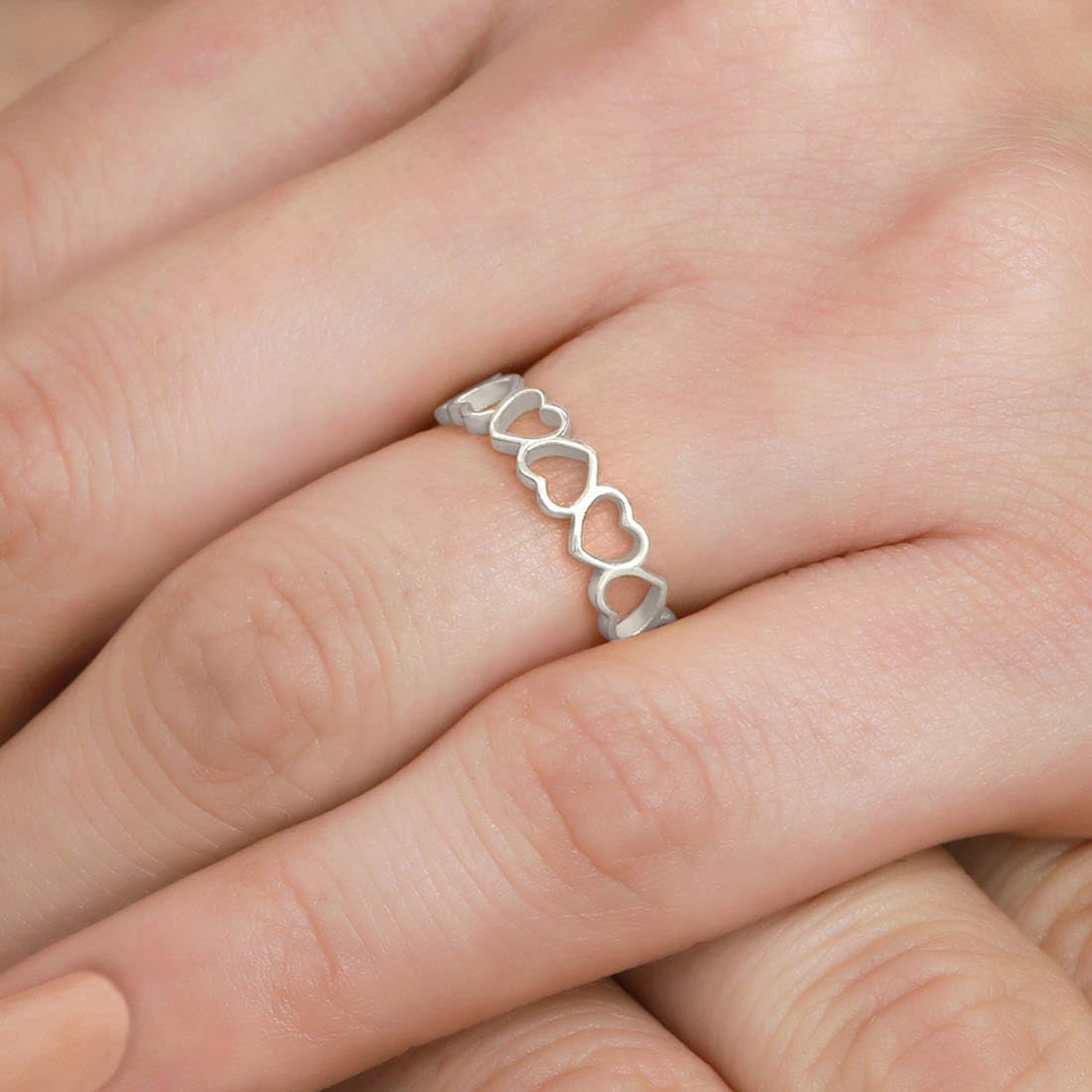 Sterling Silver Heart Ring – Women's Fashion Ring – 925 Sterling Silver Rhodium Plated – 1 Year Plating Warranty