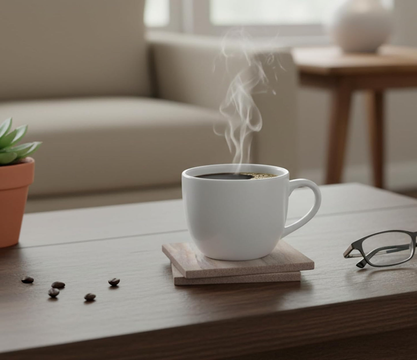 Coasters Set of Natural Stone - Natural Water Absorbent, Unique Table Coaster Set (Set of 4)