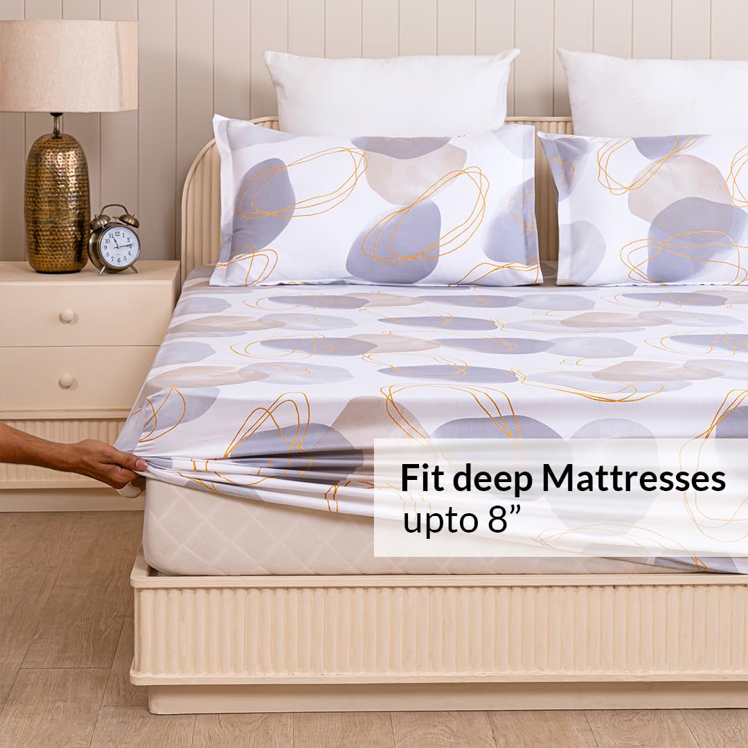 Bedsheet | Long-staple Cotton Elastic Fitted | 3pc Set, 198cm x 183cm